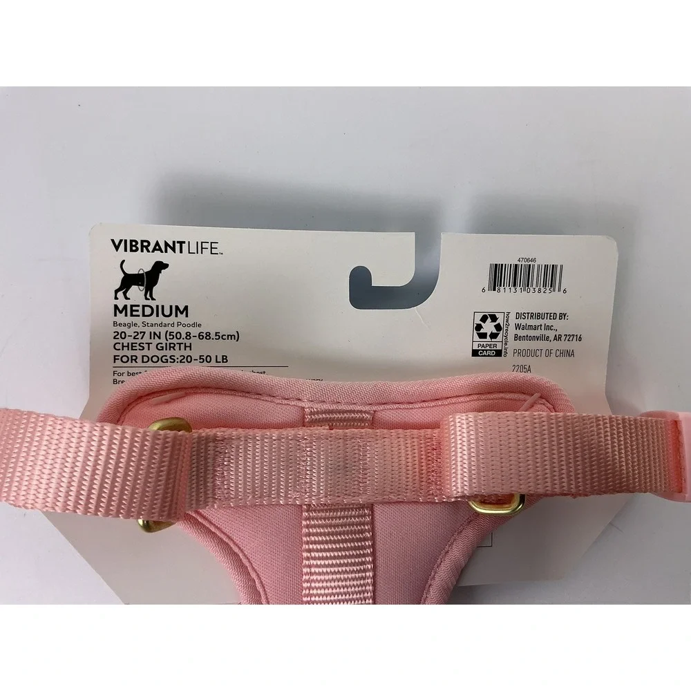 Vibrant Life Medium Pink Dog Harness Beagle‎ Standard Poodle Chest Girth Control